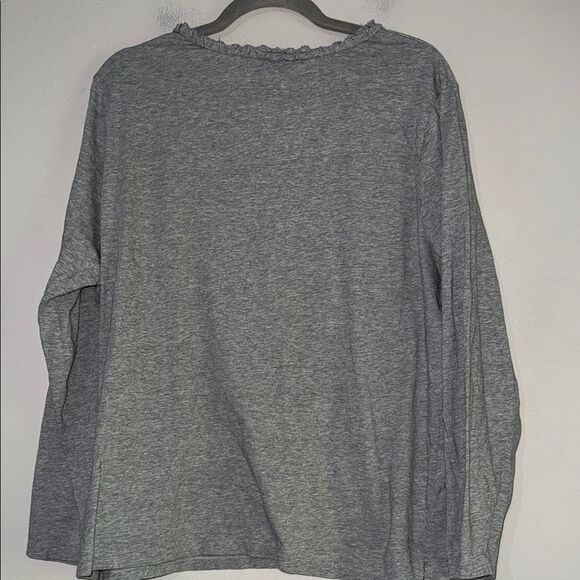 Talbots Gray Relaxed Blouse with V-Neckline - Picture 7 of 9